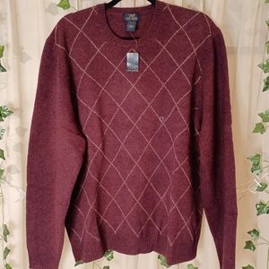 BROOKS BROTHERS Sweater 100% Scottish Lambswool Large Burgundy NEW